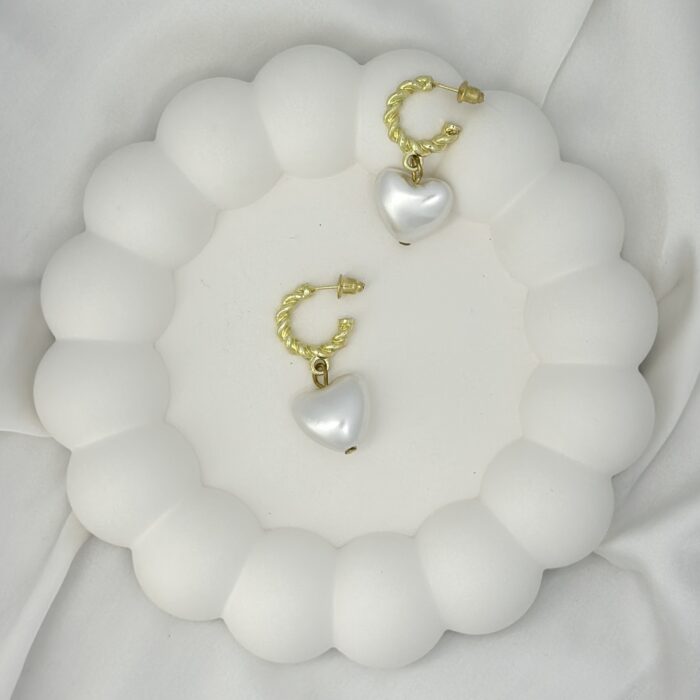 Pearl Heart Earrings - Image 3