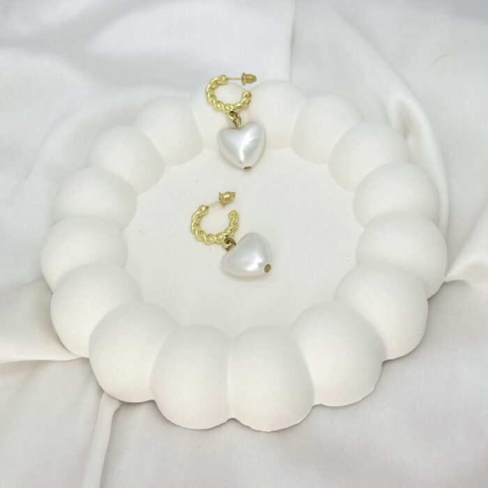 Pearl Heart Earrings - Image 4