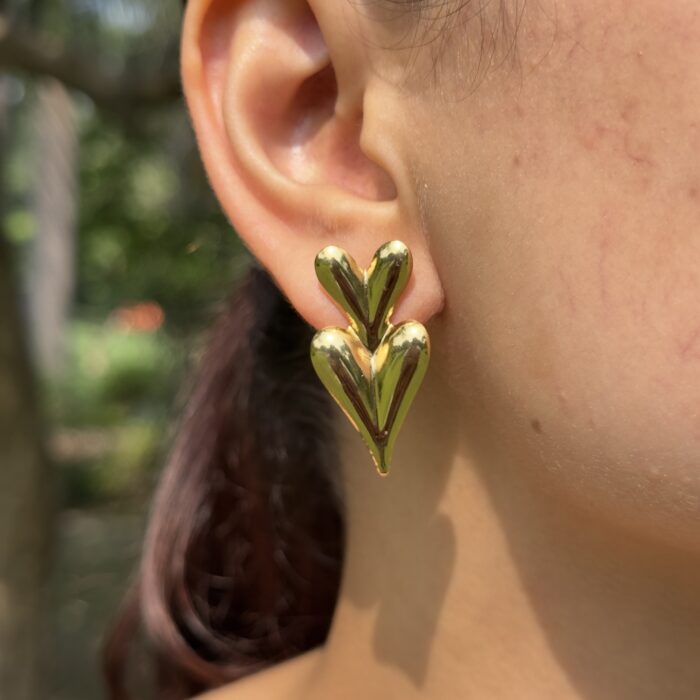 Sculptural Triple-Heart Earrings - Image 2