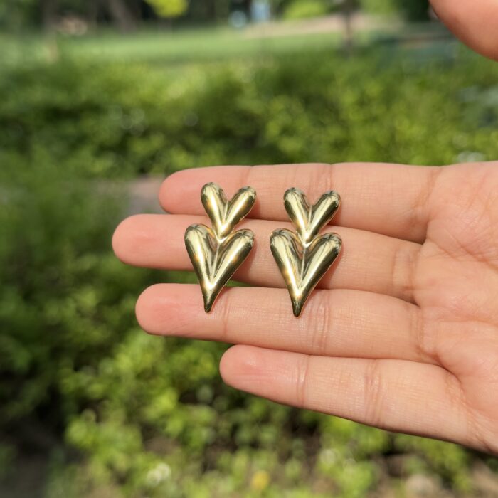 Sculptural Triple-Heart Earrings - Image 5