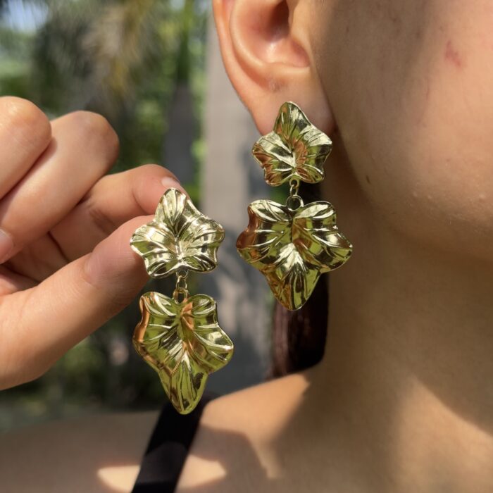 Ruffle Petal Drop Earrings - Image 1