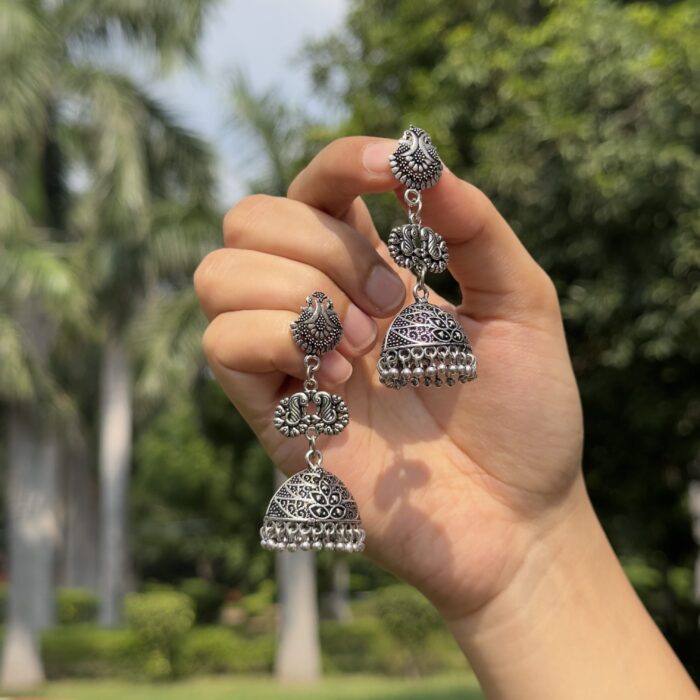 Tiered Oxidized Jhumka - Image 4
