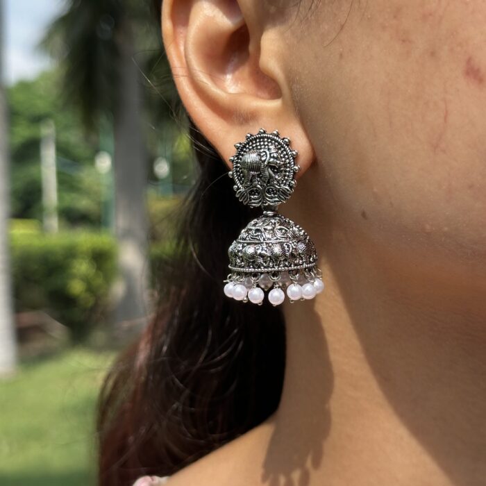 Temple Pearl Jhumkas - Image 2