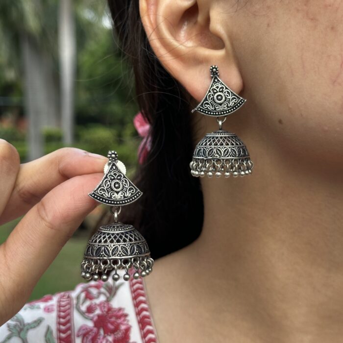 Fan-Stud Jhumkas - Image 1
