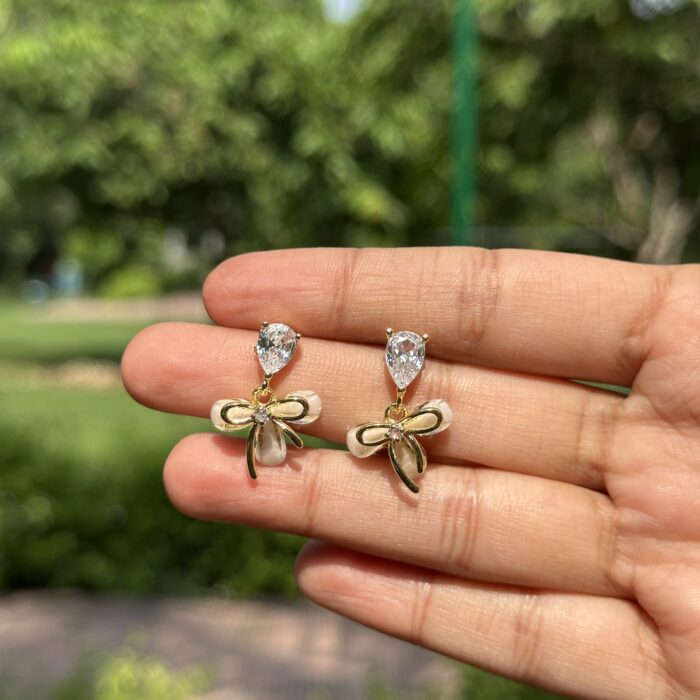 Pearl Bow Earrings - Image 3