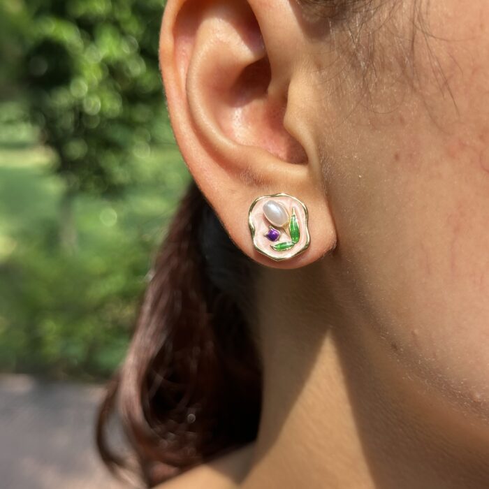 Tulip Enamel Earrings - Image 2