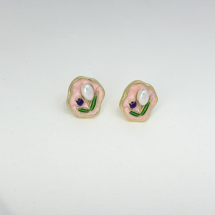 Tulip Enamel Earrings - Image 4