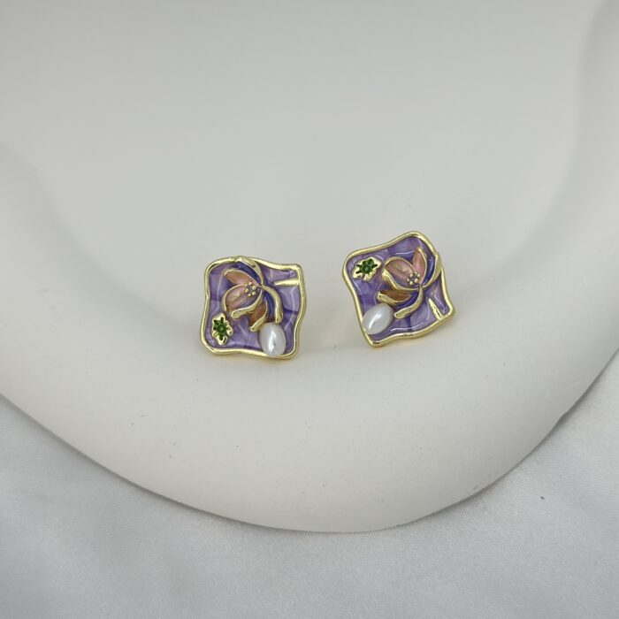 Lilac Lotus Studs - Image 4
