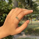 Green Baguette Wave Ring