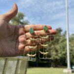 Green Bird Frame Earrings - Image 2