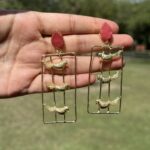 Red Bird Frame Earrings - Image 2